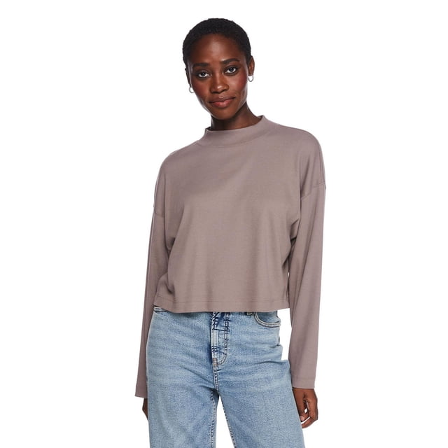 George Women's Cropped Mock Neckline Top