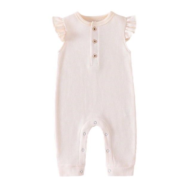 Timegard Newborn Baby Clothes Boys Girls Ruffle Button Comfy Infant Onesie Summer Toddler Unisex Clothing