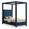 thumbnail image 1 of Bowery Hill Lit Simple Contemporain en Tissu Texturé en Lin Bleu Marine, 1 of 9