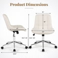 thumbnail image 3 of Costway Upholstered Armless Office Chair with Adjustable Height & Wheels for Small Spaces White, 3 of 10
