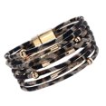 thumbnail image 3 of QualitChoice Bracelet Multi-layers Magnetic Buckle Leather Multi-colored Leopard Print Valentines Day Gifts Bracelets Hand Jewelry Light Brown 1Set, 3 of 6