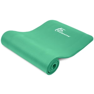 Prosource Premium 1/2-Inch Extra Thick 71-Inch Long High Density Exercise Yoga Mat with Comfort Foam and Carrying Straps, Green