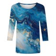 thumbnail image 3 of UPPADA Blouses pour Femmes Grande Taille à Manches 3/4, T-Shirts à Imprimé Floral Teintable, Chemises Décontractées Tendance à Col Rond, Chandails Confortables à Enfiler, Hauts Blouses Mignons d'Été, Chemises à Manches 3/4 pour Femmes, Économie, 3 of 5