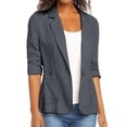 thumbnail image 2 of CEHVOM Mode Femmes Col Rabattu Manches 3/4 Manteau Décontracté Cardigan Blouse Liquidation, 2 of 6