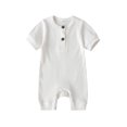 thumbnail image 4 of Wangsaura Newborn baby short-sleeved solid color knitted ribbed buttonjumpsuit, 4 of 5