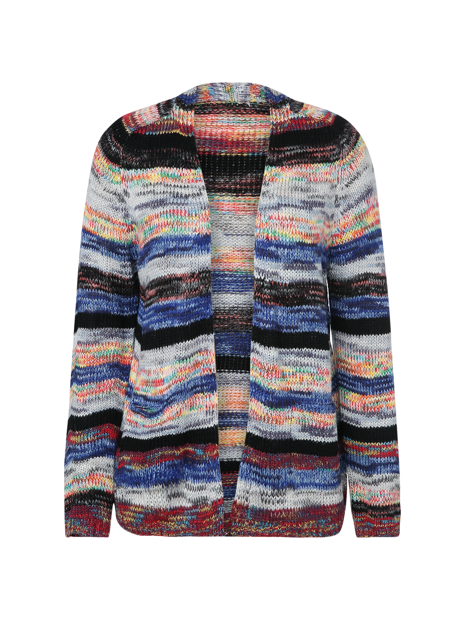 Fortune Women Rainbow Striped Knit Cardigan Long Sleeve Open Front Sweater S-3XL