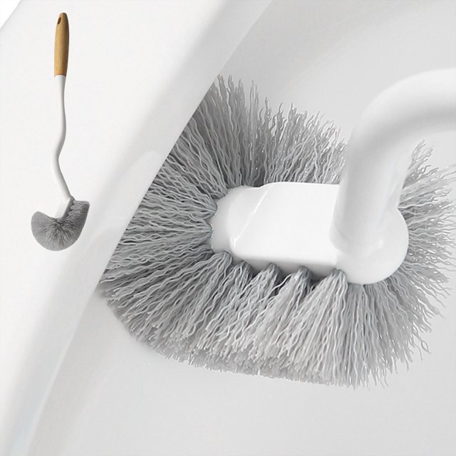 AHMT Bathroom Toilet Bowl Brush and Holder, Curved Design Toilet Brush for Deep Cleaning Under Rim, Best Toilet Brush Set, Easy Handy Compact Toilet BowlCleaner Brush for Bathroom