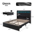 thumbnail image 2 of SIBEDS LED Bed Frame with Drawer Pockets and PU Upholstered Black Wingback Headboard,Queen, 2 of 8