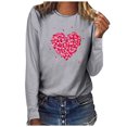 thumbnail image 1 of Qertyioot Chandail Cœur d'Amour Saint-Valentin Grande Taille, Haut à Manches Longues Imprimé à Col Rond pour Femmes, 1 of 3