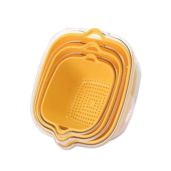 BRELIL Ensemble de Passoires en Plastique, Panier de Lavage de Légumes 6 Pcs, Passoire à Fruits à Double Couche Panier d'Égouttage de Cuisine pour Laver les Produits, Rangement, Préparation de Cuisson