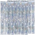 thumbnail image 1 of CIMAXIC Frange Argentée 4 Pcs Toiles de Fond Frangées Frange Argentée Rideaux de Fond de Fête Frange en Feuille Argentée Rideau à Frange Rubans Décorations de Fête,98.43"X39.37"X0.04 Pouces, 1 of 5