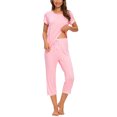 thumbnail image 4 of MINTLIMIT Ensembles de Pyjama Unis pour Femmes, Hauts à Manches Courtes et Pantalons Capri, 4 of 4