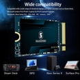 thumbnail image 4 of SSD M.2 2230 512 Go NVMe PCIe Gen 4.0X4 SSHARKSPEED Disque SSD Interne, Compatible avec Steam Deck, Microsoft Surface Pro, Ultrabook, Portable, PC de Bureau (M.2 2230 PCIe 4.0, 512 Go), 4 of 5