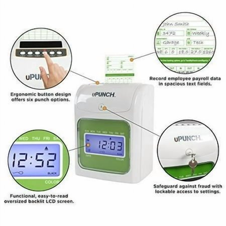 uPunch Ensemble Horloge avec 100 Cartes, 2 Rubans, 2 Racks de Cartes de Temps, & 6 Clés (HN3500)