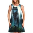 thumbnail image 1 of Vsdgher Robe d'Été à Imprimé Loup pour Femmes, Décontractée, Col en U, Robe de Plage Sans Manches, Débardeur Ample, Robe Soleil avec Poche, 1 of 7