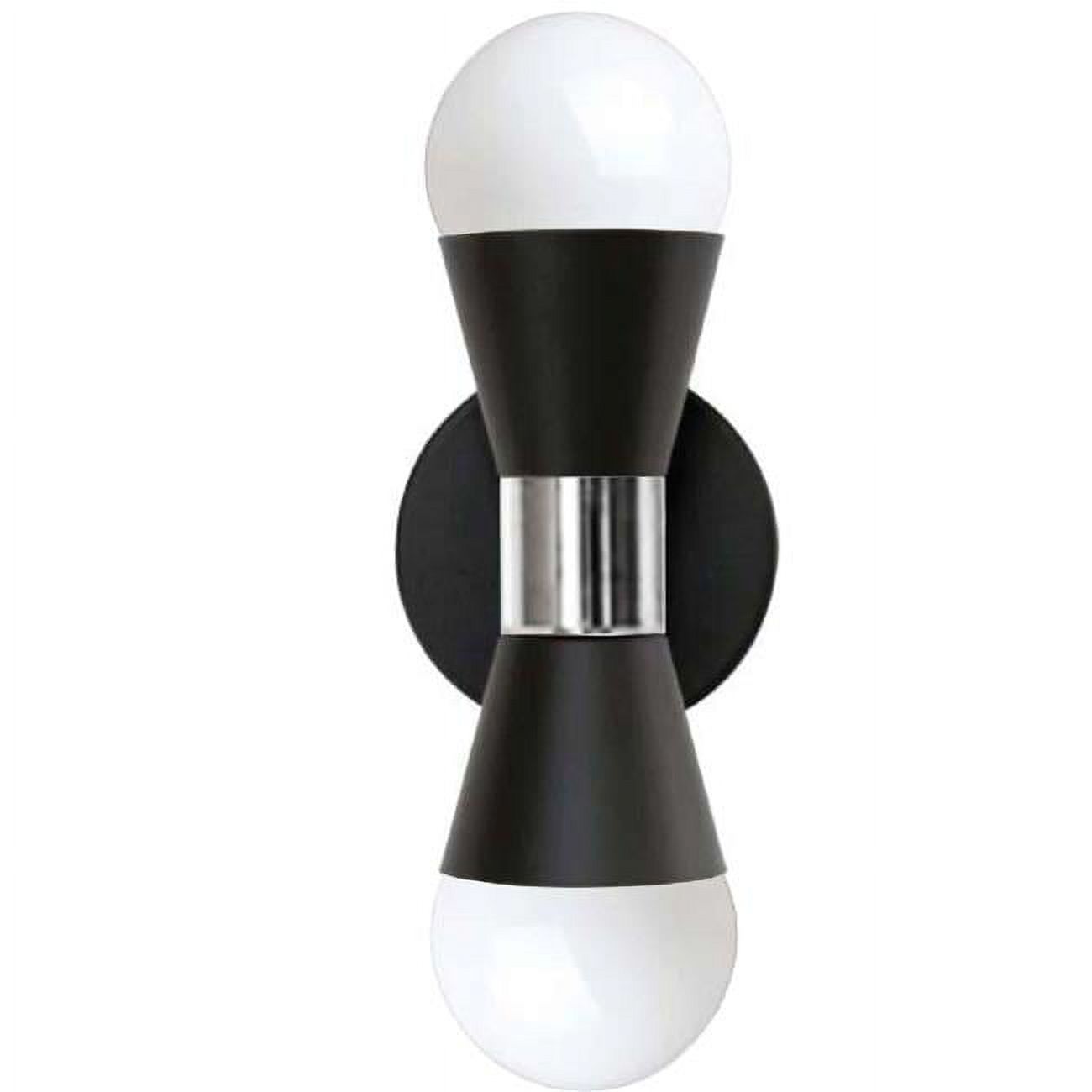 Dainolite Fortuna Modern 2 Light Incandescent Matte Black Polished Chrome Wall Sconce