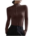 thumbnail image 1 of AherBiu Chandails à Manches Longues pour Femmes Couche de Base sous-Maillots Col Roulé Coupe Ajustée T-Shirts Blouse, 1 of 7