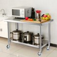 thumbnail image 3 of Costway Table de Travail de Cuisine Commerciale en Acier Inoxydable 30 Pieds' x 48 Pieds' avec 4 Roues, 3 of 10