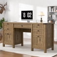 thumbnail image 1 of FIAKOA 62" Executive Desk, Modern Farmhouse Computer Desk with Drawers & Cabinet,Home Office Desk Writing Workspace for Work Study,Brown, 1 of 9
