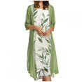 thumbnail image 4 of Pisexur Robes pour Femmes Robe Maxi Décontractée Imprimé Floral Col Rond Sans Manches Robe en Chiffon Unie Ensemble Deux Pièces Robe de Soirée pour Femmes Robe d'Été Plage Robe de Soleil, 4 of 5