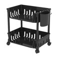 thumbnail image 1 of SLYNSHome 2-Tier Multi-functional Storage Rack with Wheel for Kitchen Bathroom Under Sink,Plastic Organizer Easy Assembly Space Saving Home Storage Solution - Black, 1 of 6