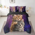 thumbnail image 2 of YST Cute Cat Bedding Comforter Set, 7-Piece, Animal Themed, Purple Galaxy, Full, 2 of 4