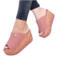 thumbnail image 1 of Leutsin Summer Womens Fashion Slope Heel Thick Bottom Flip Flop Solid Shoes Sandals, 1 of 5