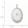thumbnail image 3 of Sterling Silver Rhodium-plated & Diamond Side Scallops 19mm Oval Locket QLS520 (19mm x 15mm), 3 of 3
