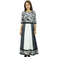 thumbnail image 4 of Phagun Kurta Ethnique en Coton Imprimé Designer Gris Anarkali Tunique Kurti Robe-4, 4 of 4