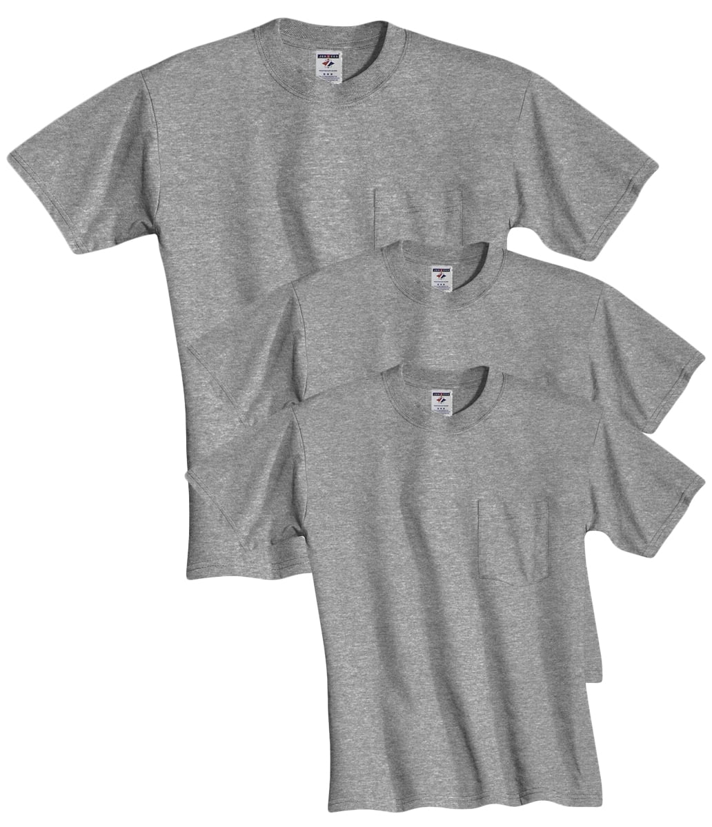 Mens White Adult Short-Sleeve Pocket T-Shirts, Pack of 3