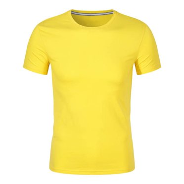 Viluyesy Men's Quick Dry Summer Active T-Shirt Crewneck Muscle Loose Soft Stretch Short Sleeve Yellow XL