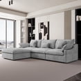thumbnail image 1 of The Magic Home Canapé Sectionnel Modulaire en L en Lin à 3 Places avec Ottoman, Gris Pâle, 1 of 14