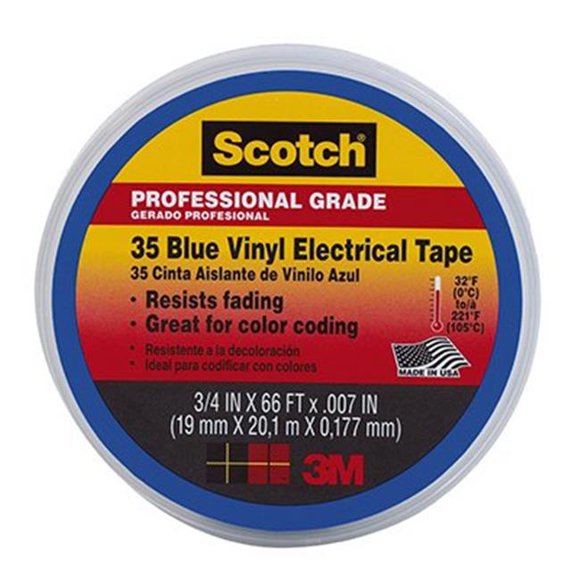3M 192642 0.75 in. x 66 ft. Professional Grade Vinyl Electrical Tape - Blue