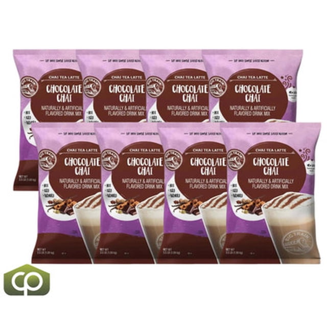 Big Train Chocolate Chai Tea Latte Mix, Professional Spiced Cocoa & Black Tea Beverage Base, 3.5 lb Bag, Case of 8