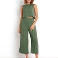 thumbnail image 5 of zanvin Ensemble 2 Pcs pour Femmes, Mode Femme Col Rond Uni Sans Manches Blouse + Pantalons Amples avec Poches, Cadeau de Fête, 5 of 5
