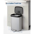 thumbnail image 2 of 50L Stainless Steel Kitchen Trash Can with Plastic Soft-Close Lid and Step Pedal – 13 Gallon Rust-Resistant Metal Garbage Bin with Liner Rim & Rear Handle, Silver, 2 of 6