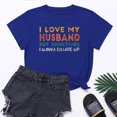 thumbnail image 2 of Penkiiy T-Shirt Femme J'aime Mon Mari Mignon Relation Mariée TG Bleu, 2 of 6