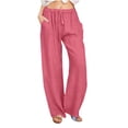 thumbnail image 1 of Timegard Cotton Linen Pants for Women Elastic Waist Drawstring Fall Travel Casual Pants with Pockets, 1 of 5