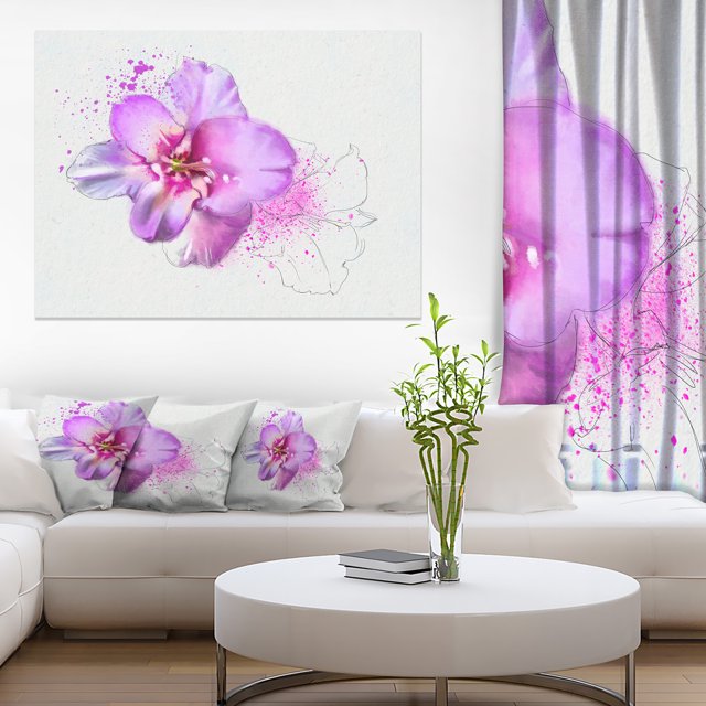 Blooming Pink Fowler Watercolor - Floral Canvas Art print