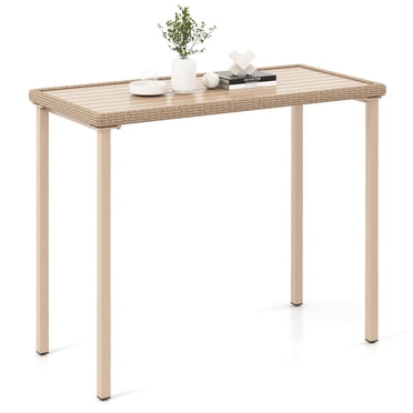 Costway Table de Comptoir Extérieur de 48 Pouces, Table de Bar de Patio, Robuste, Rectangulaire, Cadre en Métal