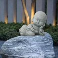 thumbnail image 3 of Adorable Buddha Statue Chinese Figure Collectible Present Crafts Resin Monk Reading Book, 3 of 8