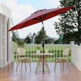 thumbnail image 2 of Parasol de Patio Parasol de Marché 10 Pi Rouge - Robuste Protection UV à 8 Baleines et Imperméable, Inclinaison à Bouton-Poussoir et Manivelle pour Jardin, Terrasse, Piscine, Plage (Lot de 1), 2 of 6