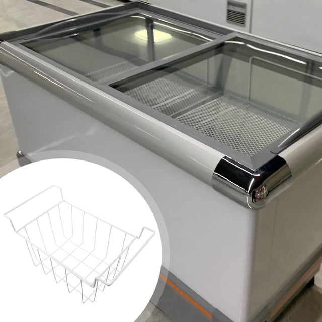 COMPUKAS Freezer Storage Basket White Metal Wire with Hanging Handles Space Saving Organizer for Foods