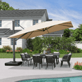 thumbnail image 1 of PURPLE LEAF Parasols Déportés d'Extérieur 12 Pi Carrés en Aluminium, Parasols Suspendus Décalés avec Rotation à 360°, Inclinaison Réglable, Grand Parasol de Jardin/piscine/patio, Beige, 1 of 14