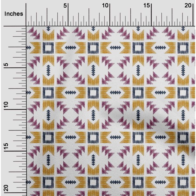 oneOone Viscose Chiffon Fabric Geometric Ikat Print Sewing Fabric BTY 42 Inch Wide