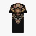 thumbnail image 5 of Pisexur Robes d'Été pour Femmes Mode Imprimé Floral Robe Décontractée Ample Col en V Manches Courtes Robes T-Shirt Fluide Surdimensionnée Robe de Plage avec Poches Grande Taille Mi-Mollet L-5TG, 5 of 5