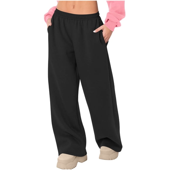 BLVB Wide Leg Sweatpants Women High Waisted Pants with Pockets Casual Loose Fit Workout Lounge Joggers