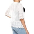 thumbnail image 3 of Gupgi Women Open Front Shrug, Short Sleeve Lace Patchwork Sheer Cover Up, 3 of 9