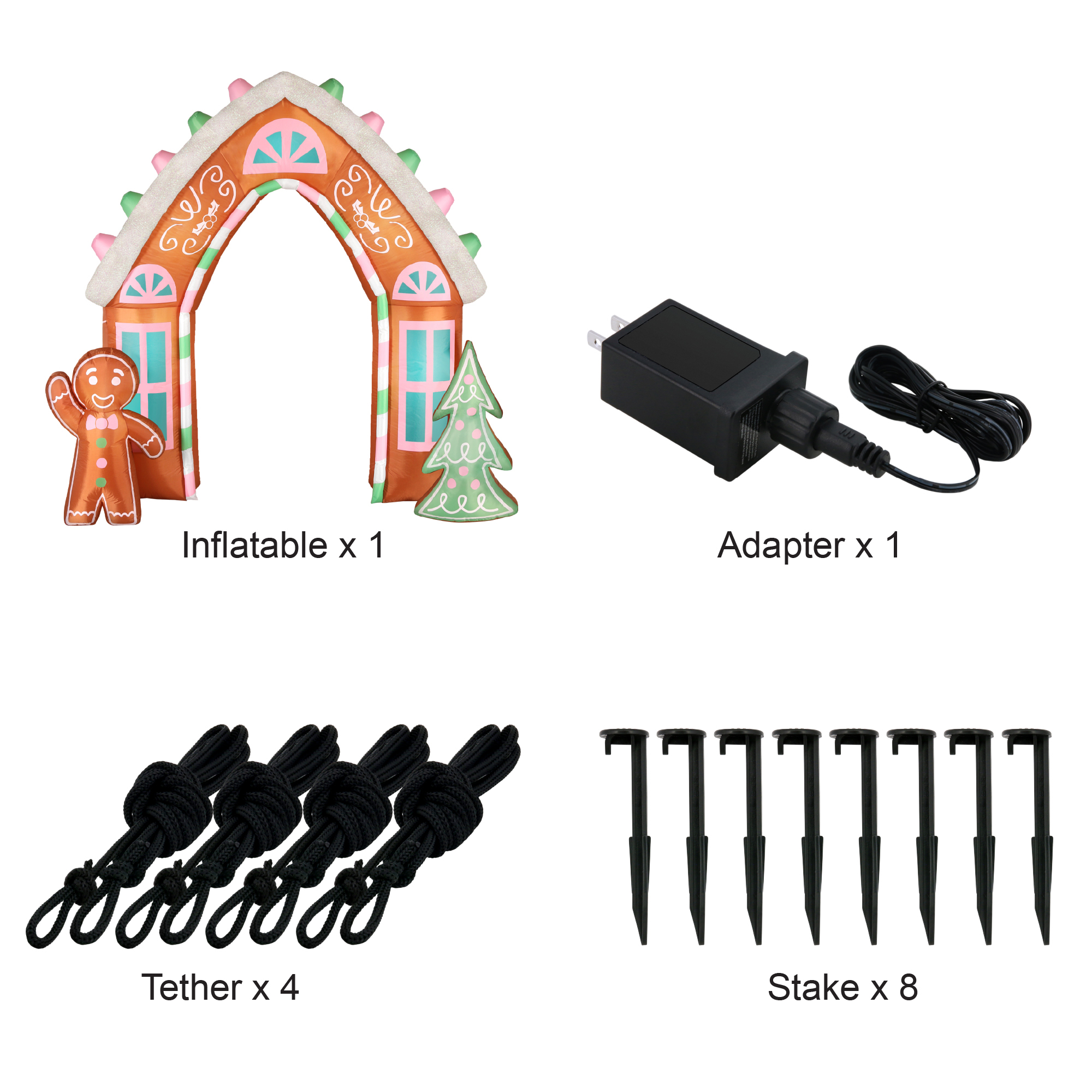 Holiday Time Christmas Decor Lighted Gingerbread Archway 9.5 ft Holiday Decoration