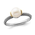 thumbnail image 1 of Bague Solitaire en Argent Sterling avec Perle d'Eau Douce de Culture 7-7,5 mm, 1 of 4